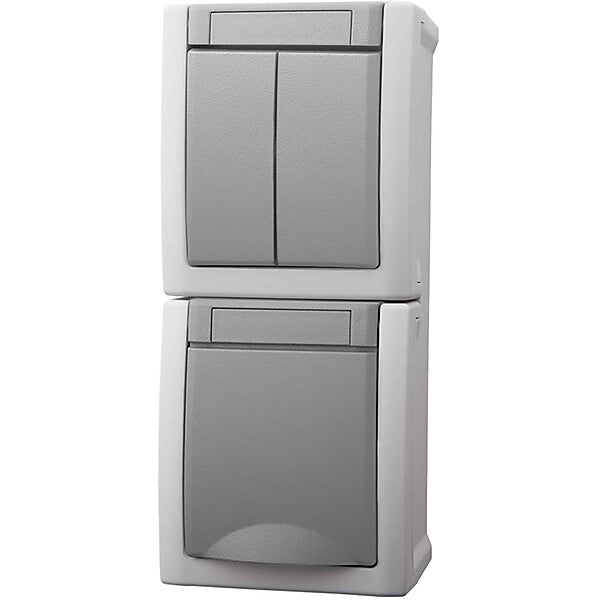 Panasonic Steckdose/Seriensch.-Kombi senkr.FR-AP IP54 gr 90591082-DE